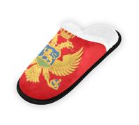 GuoChe Pantuflas suaves y antideslizantes para interiores, para el hogar, dormitorio, hotel, viajes, spa, bandera nacional de Montenegro, Bandera nacional de Montenegro, Large