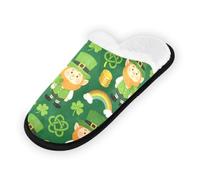 GuoChe Pantuflas suaves y antideslizantes para interiores, para el hogar, dormitorio, hotel, viajes, spa, día de San Patricio, duende y acordeón, Leprechaun y acordeón del día de San Patricio, Large
