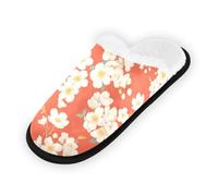 GuoChe Pantuflas suaves y antideslizantes para interiores, para el hogar, dormitorio, hotel, viajes, spa, margaritas en coral, Margaritas en coral, Medium