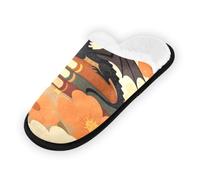 GuoChe Pantuflas suaves y antideslizantes para interiores, para el hogar, para dormitorio, hotel, viajes, spa, caprichoso, dragón negro, libro de flores, impresión artística mágica para amantes de los