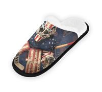GuoChe Pantuflas suaves y antideslizantes para interiores, para el hogar, para dormitorio, hotel, viajes, spa, casco de portero, hockey sobre hielo, ropa deportiva del 4 de julio, Usa - Casco de