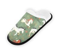 GuoChe Pantuflas suaves y antideslizantes para interiores, para el hogar, para dormitorio, hotel, viajes, spa, caballos en pasto verde