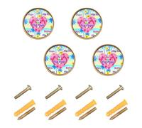 GuoChe Paquete de 4 tiradores redondos para gabinete, Life is Better en chanclas, pomos dorados para cajones de cómoda de 1.26 pulgadas (32 mm)