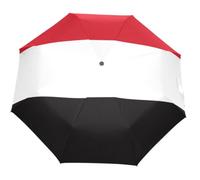 GuoChe Paraguas automático de un solo toque, botón de apertura y cierre automático, paraguas compacto de viaje para mujeres, hombres, niños, bandera de la República de Yemen, negro y rojo