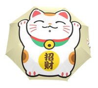 GuoChe Paraguas automático de un solo toque, botón de apertura y cierre automático, paraguas compacto de viaje para mujeres, hombres y niños, mini maneki-neko gato de la suerte, dije japonés de buena