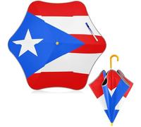 GuoChe Paraguas infantil de la bandera de Puerto Rico con protección UV con tira reflectante, paraguas pequeño para mochila con cierre a prueba de pellizcos y asa de gancho de fácil agarre para niñas