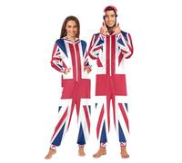 GuoChe - Pijama de una pieza para adultos, ropa de dormir con capucha, Bandera de Santa Elena, L