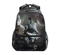 GuoChe Pirate Ship in The Storm - Mochila infantil para niñas, niños, adolescentes, mochila escolar reciclada con compartimento para laptop, 16 x 11.4 pulgadas, Barco pirata en la tormenta, Talla