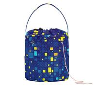 GuoChe Pixel Style - Bolsas de ganchillo con diseño de bloques, bolsas de ganchillo portátiles para agujas de tejer, almacenamiento de manualidades