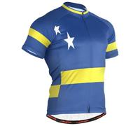 GuoChe - playera de ciclismo para hombre, manga corta, absorbe la humedad, transpirable, secado rápido, con 3 bolsillos traseros, Bandera de Cura?ao, Chica