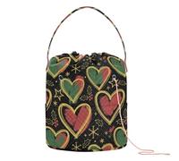 GuoChe Porta hilo de ganchillo con agujeros, diseño de corazones negros y estrellas, para almacenamiento de ganchillo