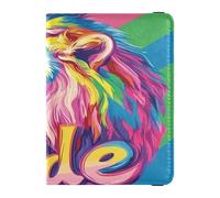 GuoChe Pride Month A Colorful Lion Leather Auto Registration Insurance & ID Card Holder Auto Truck Comparment Accessories Case for Documents, Cards, License Men Women Leather, Color 4, 1 size