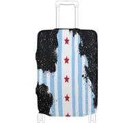 GuoChe Protector de equipaje de varios tamaños para la mayoría de equipaje estándar, funda suave antideslizante para equipaje de viaje, Oso de bandera de Chicago, M 22-24 in, Vintage