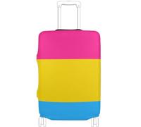 GuoChe Protector de equipaje de varios tamaños para la mayoría de equipaje estándar, funda suave antideslizante para equipaje de viaje, Rayas abstractas magenta, amarillo y azul, M 22-24 in, Vintage