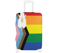 GuoChe Protector de equipaje de varios tamaños para la mayoría de equipaje estándar, funda suave antideslizante para equipaje de viaje, Bandera de la ciudad Salt Lake City Utah Progress Pride, L 26-28