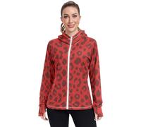 GuoChe - Protector de erupción con cierre para mujer, protección UV, secado rápido, suave y elástico para exteriores, Piel de leopardo rojo ultra oscuro - Estampado de animales salvajes, XXL