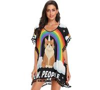 GuoChe Rainbow Maine Coon Ew People Fantasy Creature Cat - Traje de baño para mujer, vestido de playa para trajes de baño, arcoíris, Rainbow Maine Coon Ew People Fantasy Creature Cat, S