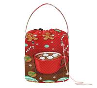 GuoChe Red Hot Cocoa & Gingerbread - Bolsas de hilo con diseño de Navidad, bolsa de transporte de hilo portátil para suministros de arte, accesorios de viaje