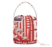 GuoChe Remember Everyone Desployed Red Friday Military USA Flag Crochet Yarn Bag Bolsa de manualidades con agujeros, bolsa de viaje para herramientas de tejer accesorios de ganchillo