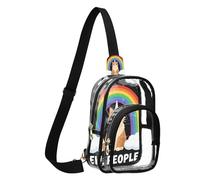 GuoChe Riñonera transparente de PVC duradera, tamaño compacto, correa ajustable, múltiples bolsillos, bolsa interior de seguridad para almacenamiento, Rainbow Maine Coon Ew People Fantasy Creature Cat