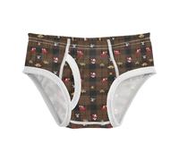 GuoChe Ropa interior de entrenamiento para niños pequeños, ropa interior suave y transpirable, talla 2T, Papá Noel a cuadros marrones navideños y campanas doradas, 8 años