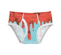 GuoChe Ropa interior de entrenamiento para niños pequeños, ropa interior suave y transpirable, talla 2T, Diseño de goteo rojo y marrón en azul claro, 4 años