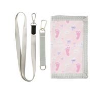 GuoChe Rosy Baby Footprint Pattern - Carteras delgadas triples para mujer, estilo casual, con cordón