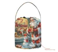 GuoChe Santa con regalos en Merry Christmas Shop - Bolsa de almacenamiento de ganchillo con agujeros, bolsa de almacenamiento para kit de tejer, proyecto de tejer