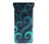 GuoChe Sea Tentacle in Blue Squeeze Top - Funda portátil de piel sintética con cierre a presión para hombres y mujeres