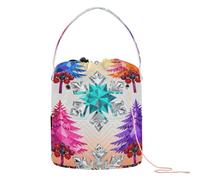 GuoChe Shapes Tree & Snowflake Christmas Pattern Crochet Storage Crochet Knitting Bag Portable Crochet Tote for Crochet Knit Crochet Travel