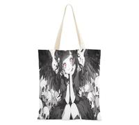 GuoChe Skulls Yk2 Anime Black Girl - Bolsa de lona para laptop con asas para mujer, bolsa de lona estética, bolsa de lona a granel para compras
