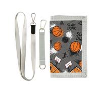 GuoChe Slam Dunk - Carteras de tarjetas triples con patrón de baloncesto para hombres y mujeres, carteras simples e informales para hombres con cordón