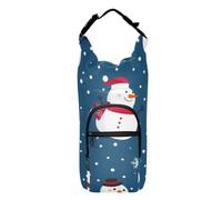 GuoChe Soporte para botella de agua, muñeco de nieve de Navidad, copos de nieve azules, Año Nuevo, transportador de agua funcional para senderismo, bolsa de transporte para senderismo, se adapta a