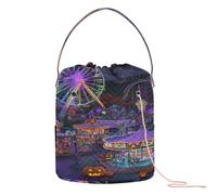 GuoChe Spooky Carnival Night - Bolsa organizadora de hilo de ganchillo, bolsa de almacenamiento portátil para agujas de tejer, suministros de ganchillo