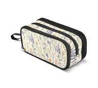 GuoChe Spring Flowers - Estuche de nailon con cremallera de alta capacidad para adolescentes, color beige lavanda