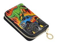 GuoChe Tarjetero RFID para mujer, diseño de monstruos, camión, dinosaurio, fiesta de cumpleaños