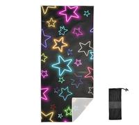 GuoChe Toalla de playa de microfibra de gran tamaño, diseño de estrellas de neón, ligera, sin arena, absorbentes, accesorios esenciales de playa para mujeres, piscina, gimnasio, deportes