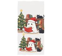 GuoChe Toalla de playa retro con forma espeluznante de libros de lectura de bibliotecario de Navidad