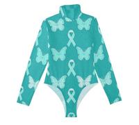 GuoChe Traje básico de manga larga para mujer, con lazo para el síndrome de ovario poliquístico, mariposa, Pcos Awareness - Cinta para síndrome de ovario poliquístico, diseño de mariposa, XL
