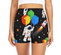 GuoChe Traje de baño de cintura alta para mujer, 3 capas, a prueba de fugas, para yoga, Astronauta espacial Master Builder Funny, Large