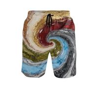 GuoChe Traje de baño para hombre, multicolor, secado rápido, pantalones cortos de playa con malla, Remolino multicolor, XX-Large