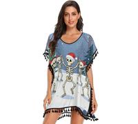 GuoChe Traje de baño para mujer, vestido de playa para traje de baño | Traje de baño de Navidad, esqueletos, escena nevada, Navidad, S