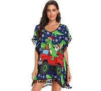 GuoChe Traje de baño para mujer, vestido de playa para traje de baño | Traje de baño de Navidad familiar a juego con camión de Papá Noel, dinosaurio, niños, talla S