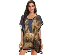 GuoChe Traje de baño para mujer, vestido de playa para traje de baño | Traje de baño de Navidad Natividad de escena Christian S
