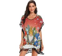 GuoChe Traje de baño para mujer, vestido de playa para traje de baño | Traje de baño rojo de Navidad búfalo a cuadros leopardo gnomo nieve S