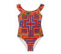 GuoChe Trajes de baño para niñas, suaves, transpirables, para playa, deportes, verano, Laberinto de forma angular vibrante, 3 años