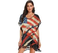 GuoChe USA Patriotic Fighter Jets USA Flag Ondeando el 4 de julio para traje de baño para mujer, vestido de playa para trajes de baño, USA Patriotic Fighter Jets Bandera de Estados Unidos ondeando 4º