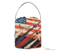 GuoChe USA Patriotic Fighter Jets USA Flag Waving 4 of July Crochet Bags Crochet Carrier Bag Portable Yarn Tote for Crochet Holder Knitting Supplies