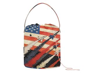 GuoChe USA Patriotic Fighter Jets USA Flag Waving 4 of July Crochet Bags Crochet Carrier Bag Portable Yarn Tote for Crochet Holder Knitting Supplies