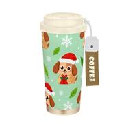 GuoChe Vasos clásicos de viaje de café sin costuras para hombre, taza Togo con tapas, taza aislada de acero inoxidable para coche para caliente y frío, 17 onzas, a prueba de fugas